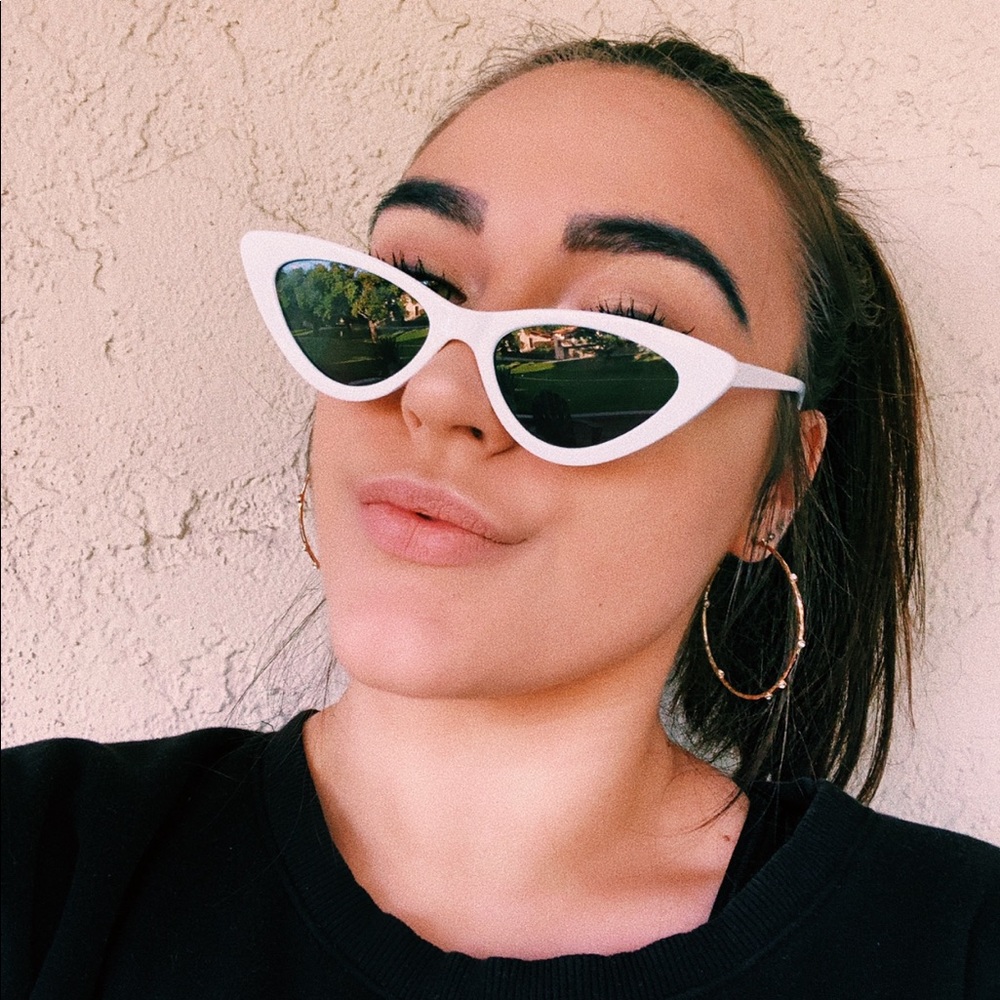 White cat-eye sunglasses